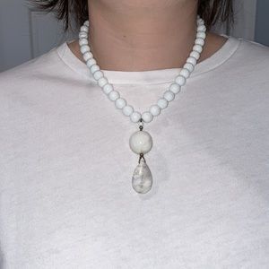 Vintage White Beaded Choker Statement Necklace